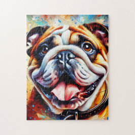 Quebra-cabeça Retrato em Impressão de Arte Acrílica de Bulldog p