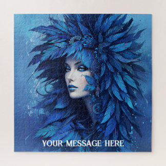 Quebra-cabeça Retrato estilizado azul de uma mulher