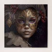 Retrato feminino muito bonito com máscara venezian