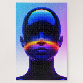 Quebra-cabeça Retrato Futurista em Pixel Art – Abstrato Digital
