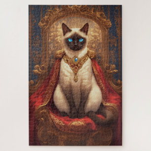 Quebra-cabeça Retrato Majestoso do Gato Siames Real