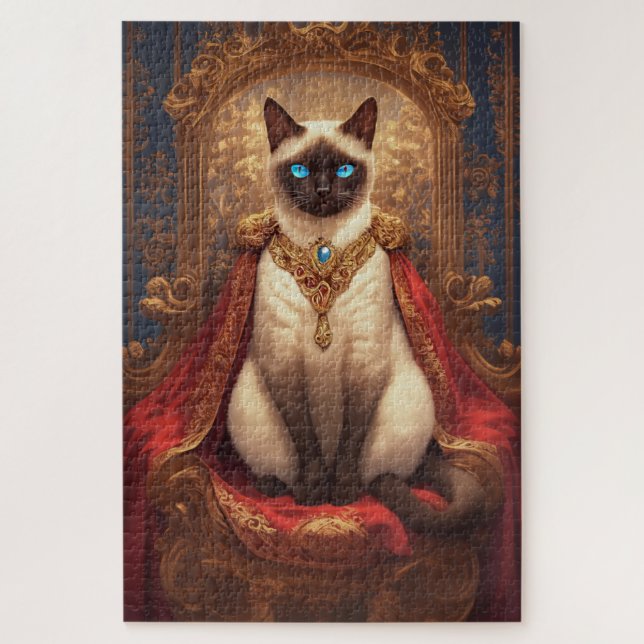 Quebra-cabeça Retrato Majestoso do Gato Siames Real (Vertical)