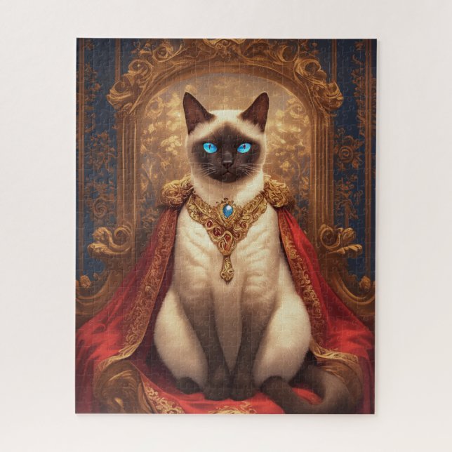 Quebra-cabeça Retrato Majestoso do Gato Siames Real (Vertical)