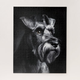 Quebra-cabeça Retrato Monocromático de Schnauzer