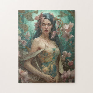 Quebra-cabeça Retrato Mulher em Arte Nouveau Jigsee Quebra-cabeç