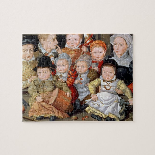 Quebra-cabeça Retrato T33337 de uma mãe com seu childre oito (Horizontal)
