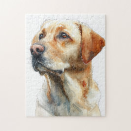 Quebra-cabeça retriever labrador amarelo aquarela