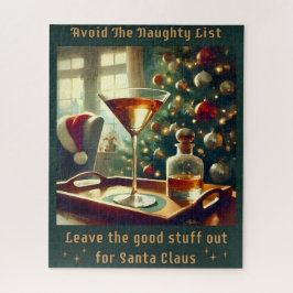 Quebra-cabeça Retro 50s Evite a Lista Travessa Martini de Natal