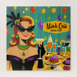 Quebra-cabeça Retro 50s Mardi Gras Martini Cocktail Party