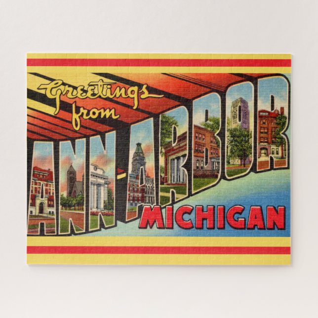 Quebra-cabeça Retro Ann Arbor Michigan  (Horizontal)