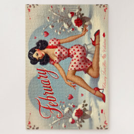 Quebra-cabeça Retro Brunette Pin-Up Girl