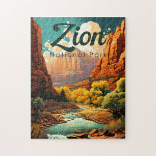 Quebra-cabeça Retro da Ilustração do Parque Nacional Zion