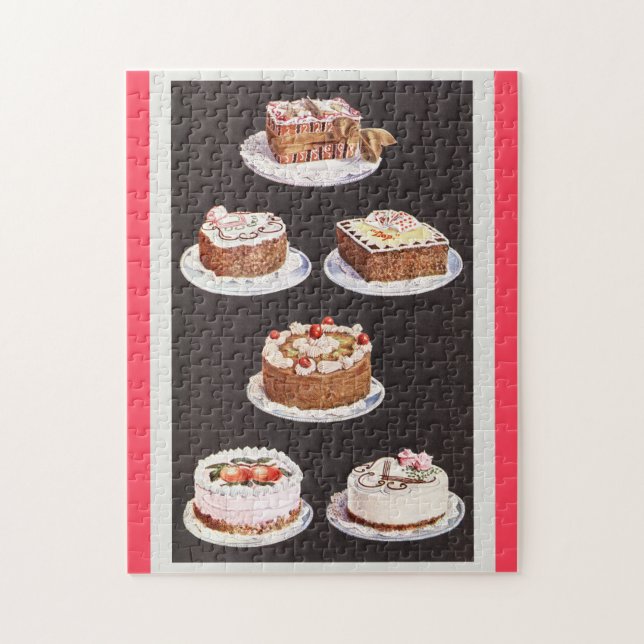 Quebra-cabeça Retro decorativo de glacés de bolos de sobremesas  (Vertical)