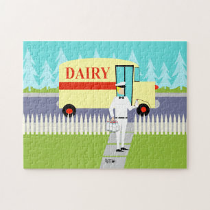 Quebra-cabeça retro do Milkman da cidade pequena