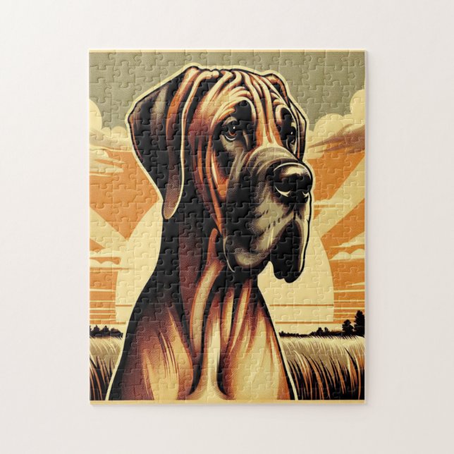 Quebra-cabeça Retro Fawn Grande Dane Amarelo Amarelo Trabalho de (Vertical)