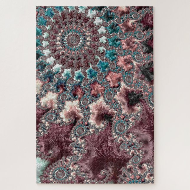 Quebra-cabeça Retro Groovy Ecletismo Boêmio Espiral Fractal (Vertical)