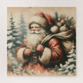 Quebra-cabeça Retro Papai Noel com Ornamentos