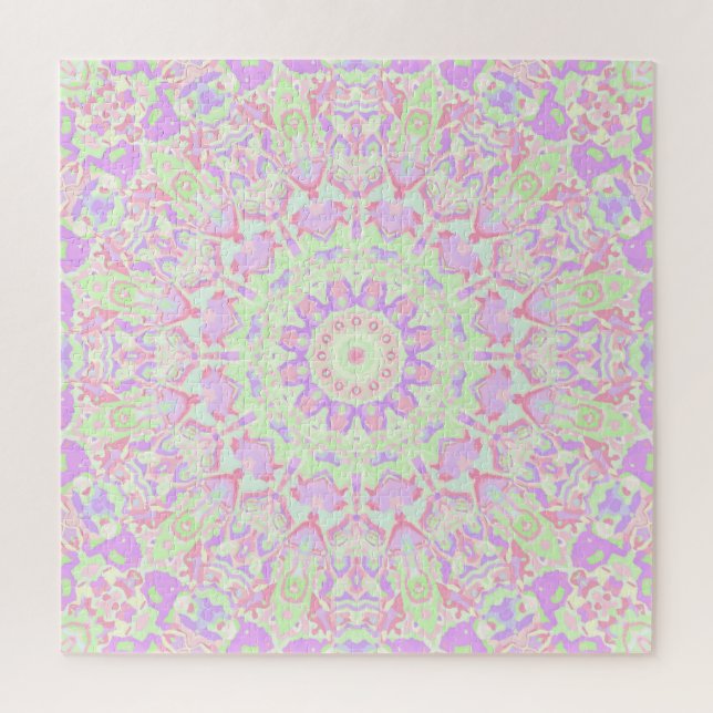 Quebra-cabeça Retro Quirky Eclectic Boho Hippie Pastel Mandala (Vertical)