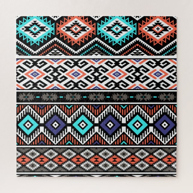 Quebra-cabeça Retro Tribal Navajo: Geométrico Sem Vista. (Vertical)