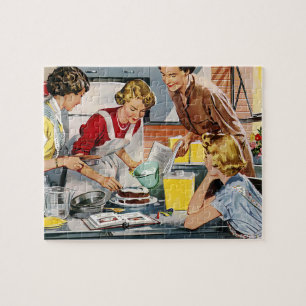 Quebra-cabeça Retro Vintage Women in Kitchen