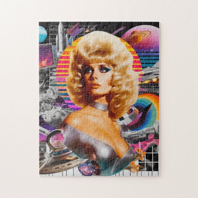 Quebra-cabeça Retrofuturismo Mulher Ficção Científica (Vertical)