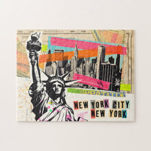 Quebra-cabeça Revista de Viagens Colagem Pop Art da Paisagem Urb