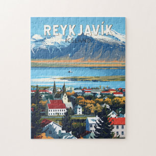 Quebra-cabeça Reykjavík Islândia Viagem Art Vintage