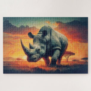 Quebra-cabeça Rhino Sunset Safari