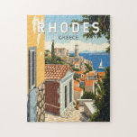 Quebra-cabeça Rhodes Grécia Old Town Viagem Art Vintage<br><div class="desc">Rodes retro vetor viagem design. Rodes,  a maior das ilhas Dodecanesas da Grécia,  é conhecida pelas suas zonas de praia,  e ruínas antigas.</div>