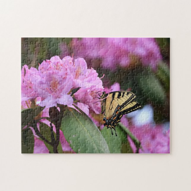 Quebra-cabeça Rhododendron rosa e alimentos para borboletas male (Horizontal)
