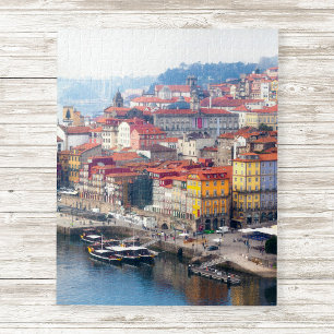 Quebra-cabeça Ribeira e Rio Douro. Porto, Portugal.