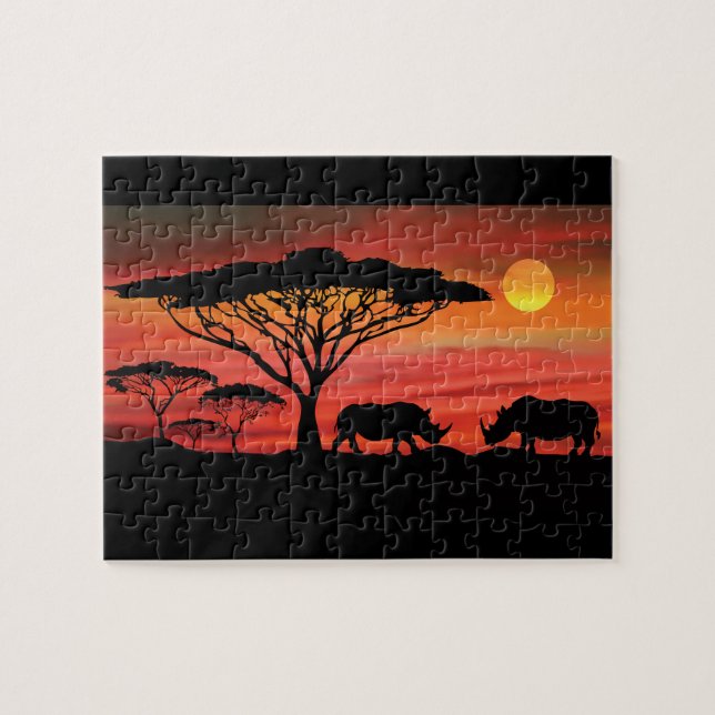 Quebra-cabeça Rinoceronte em Serengeti Sunset (Horizontal)