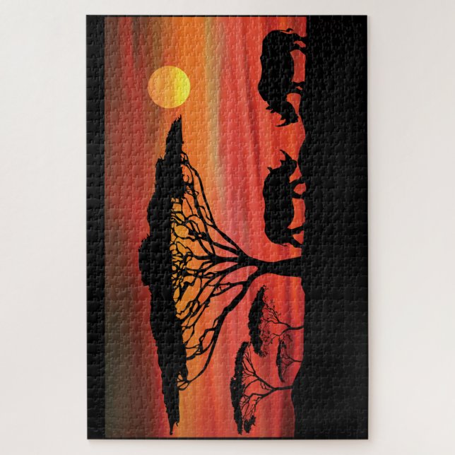 Quebra-cabeça Rinocerontes no Sol Africano Serengeti (Vertical)