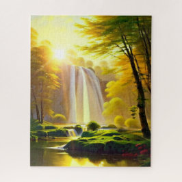 Quebra-cabeça Rio das Árvores de Cascata do Sol. Paisagem bonita