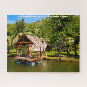 Quebra-cabeça Rio Hut Guam.Cartões de natal