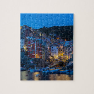 Quebra-cabeça Riomaggiore à noite Cinque Terre Liguria Itália