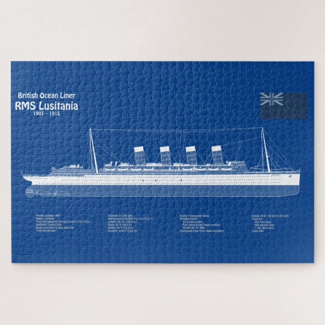 Quebra-cabeça RMS Lusitania - planos de projeto de navio ABD (Horizontal)
