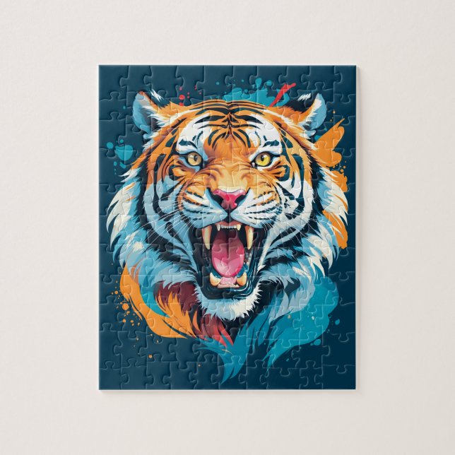 Quebra-cabeça Roaring Tiger Face (Vertical)