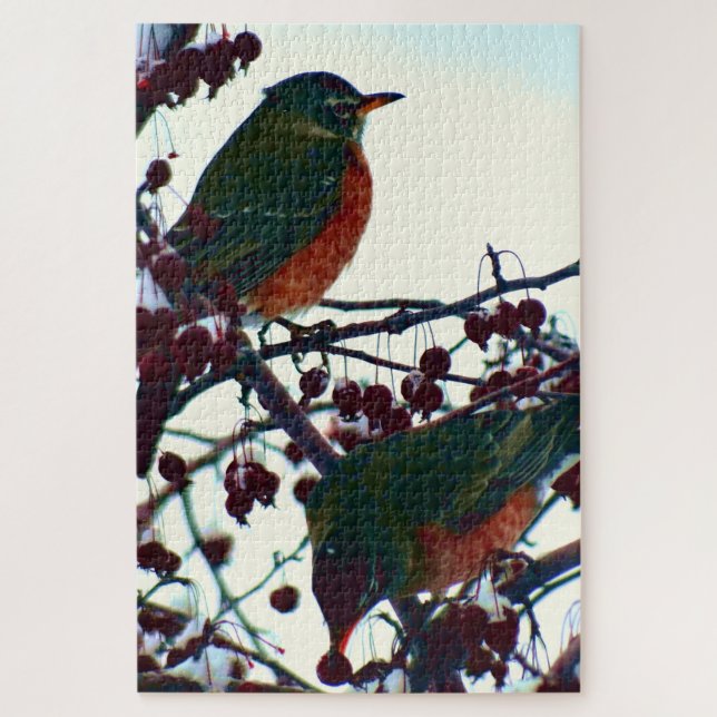 Quebra-cabeça Robins no inverno (Vertical)