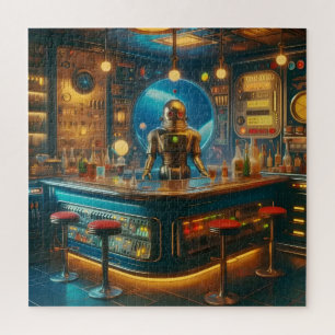 Quebra-cabeça Robô Barman em Bar de Mergulho Espacial Interestel
