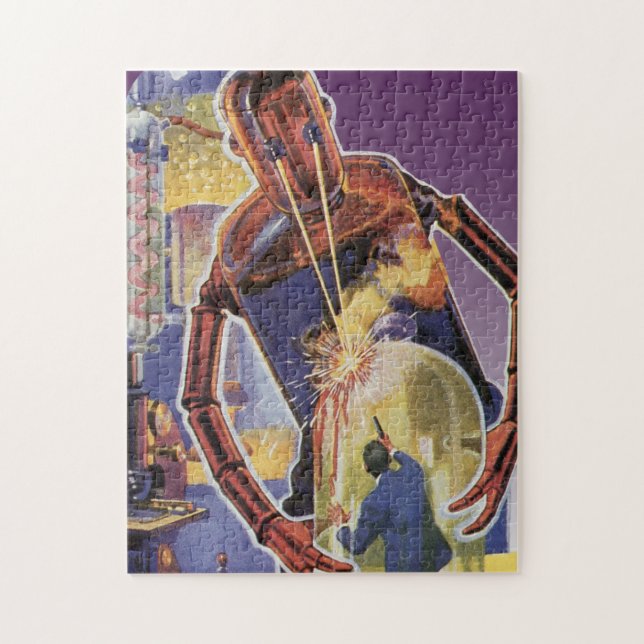 Quebra-cabeça Robô de ficção científica com olhais a laser (Vertical)