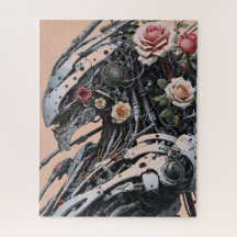 Robô e Rosas de Alienígena furada sem manchas