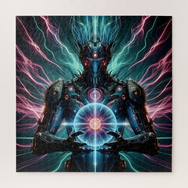 Quebra-cabeça Robô Futurista Núcleo Cósmico Cyberpunk (Vertical)