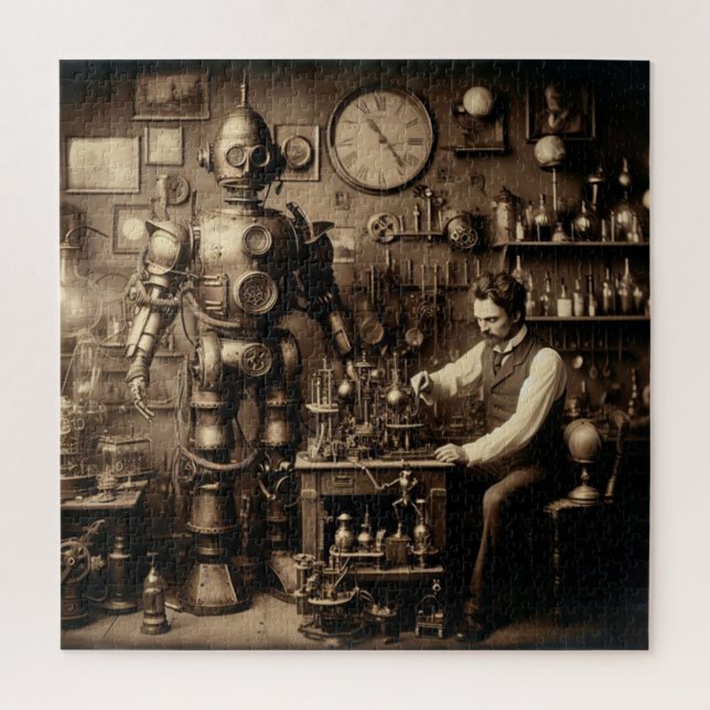 Quebra-cabeça Robô Mecânico Humanoide Steampunk ~ * ~ (Vertical)