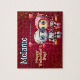 Quebra-cabeça Robot Custom Child Name Valentine's Day Puzzle 