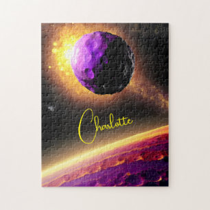 Quebra-cabeça Rocha Espacial Roxa em Universo Fantástico Vivido