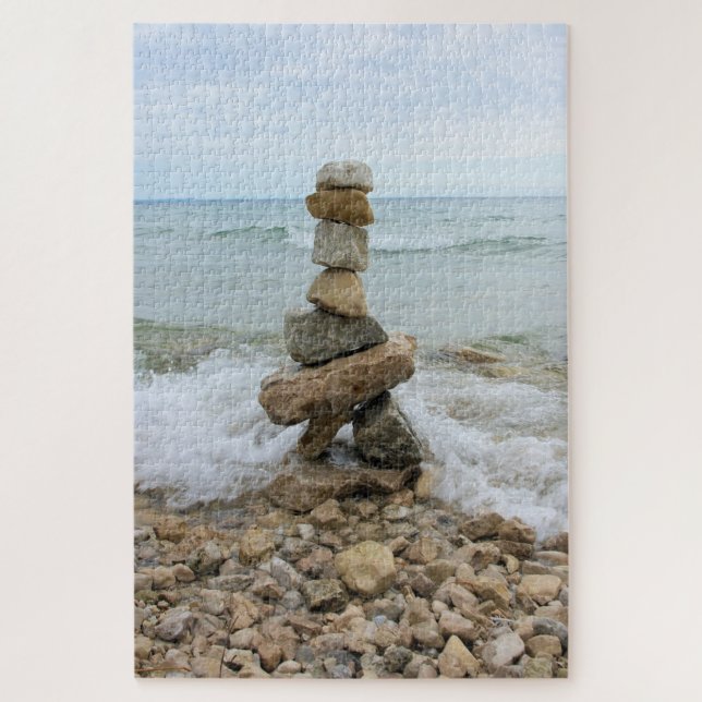 Quebra-cabeça Rock Cairn perto do lago - 20x30 - 1014 pcs. (Vertical)