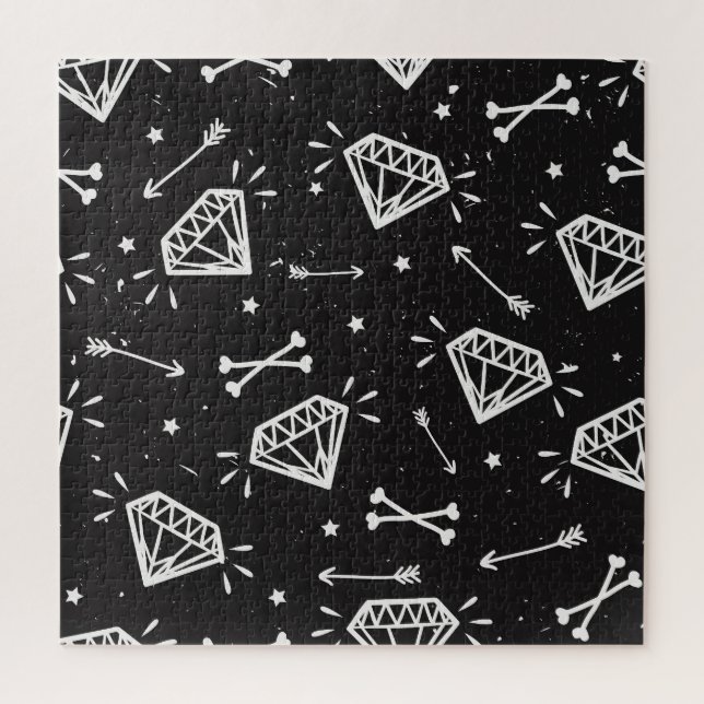 Quebra-cabeça Rock Grunge: diamantes, padrão ósseo. (Vertical)