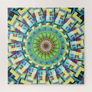 Quebra-cabeça Roda da Fortune Abstrato Boho Groovy Arte Fractal