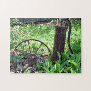 Quebra-cabeça Roda E Bomba Rusteira Do Jardim Flor